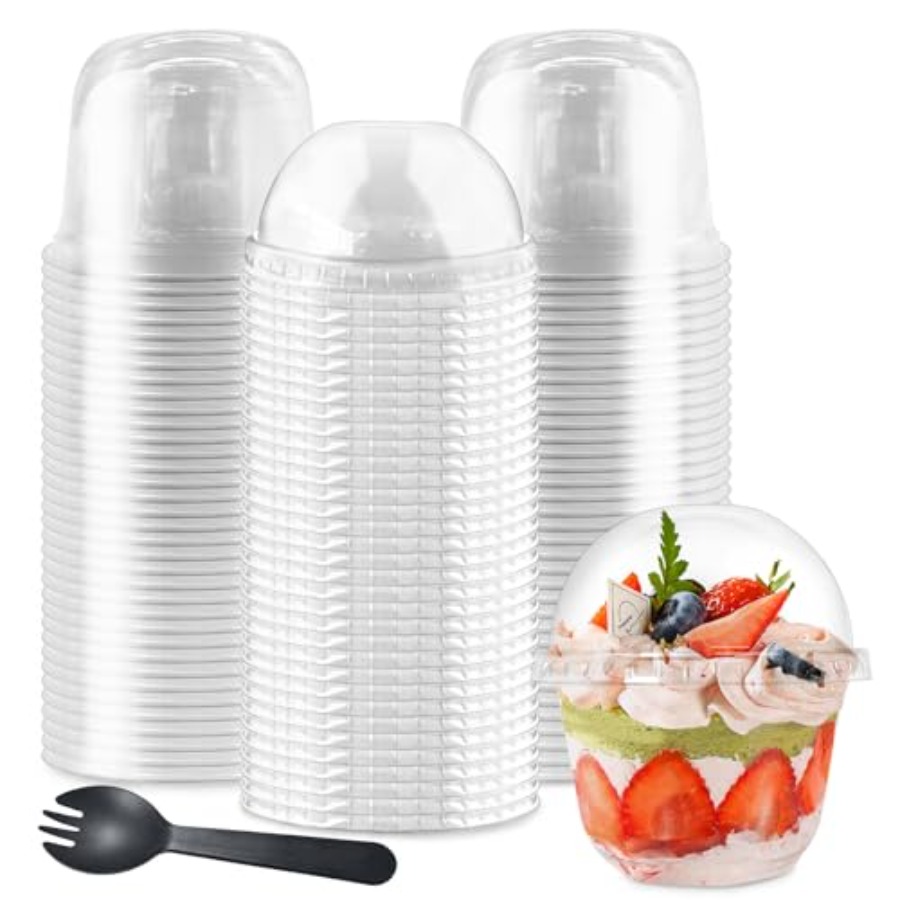 Plastic Dome Clear - 100 Vasos de Plástico para Postre