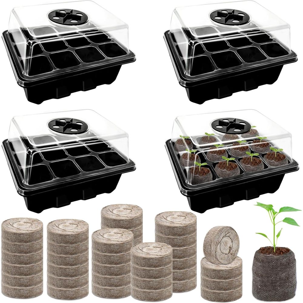 Peat Pellet Tray - Paquete de 4 bandejas de germinación