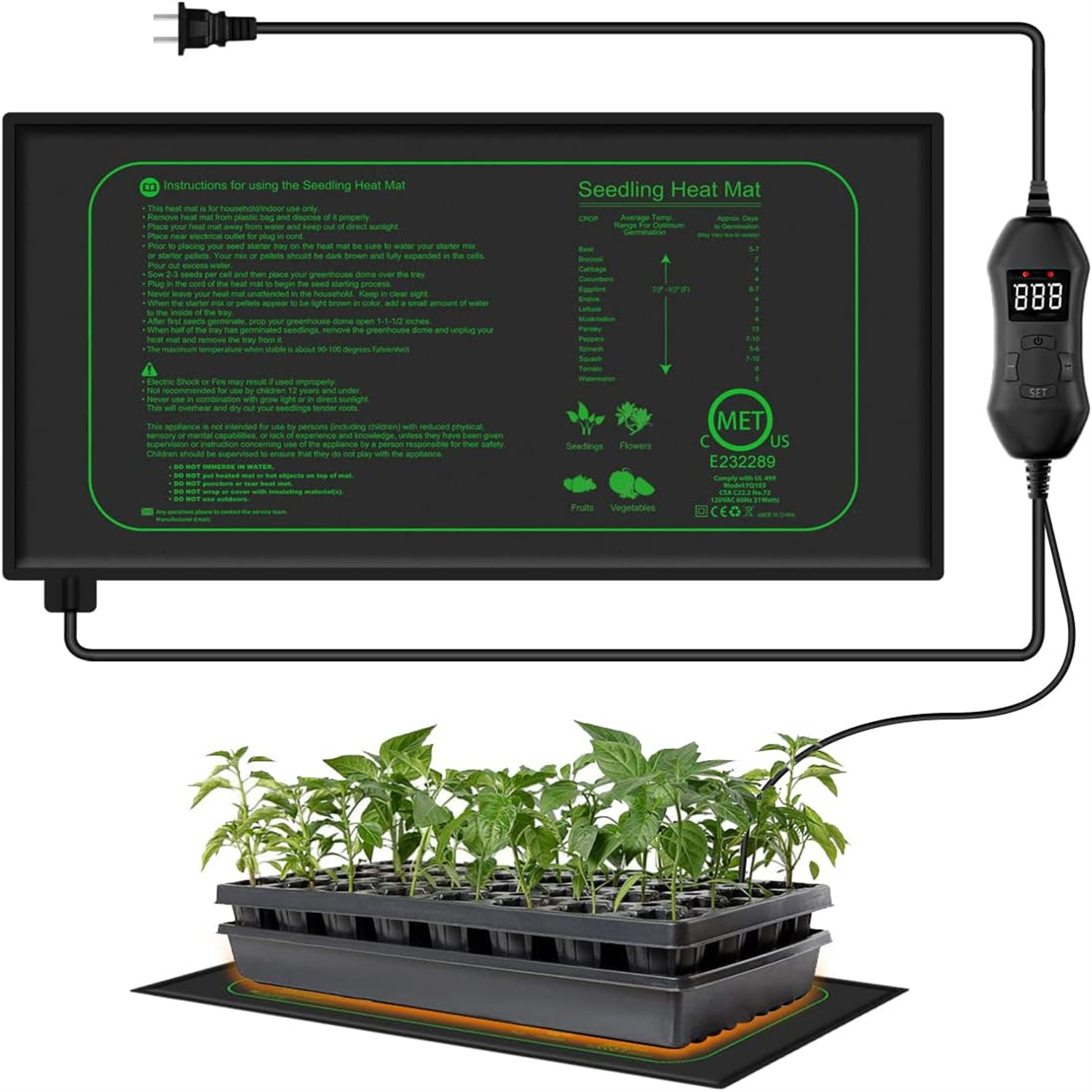 Heat Mat Seedling - Alfombrilla Térmica para Plántulas con Termostato