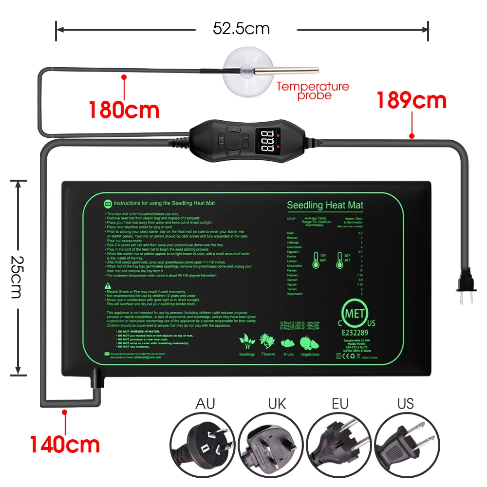 Termostato ajustable de 50W EU - Heat Mat Seedling reseña y precio